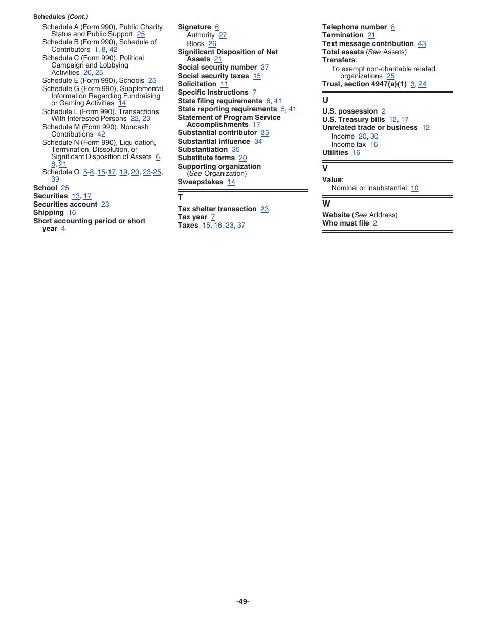 Instructions for IRS Form 990-EZ Short Form Return of Organization Exempt From Income Tax, Page 49