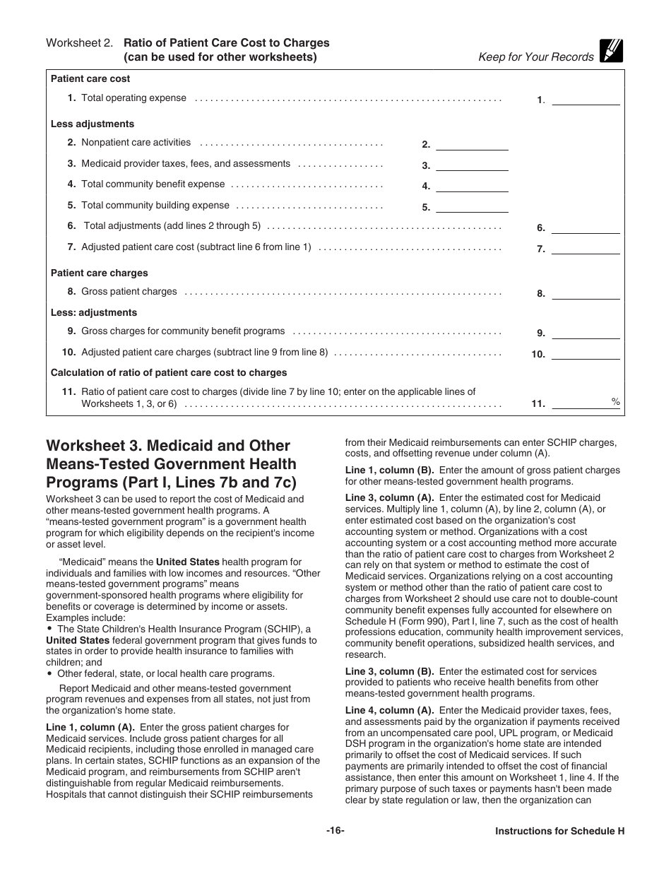 Download Instructions for IRS Form 990 Schedule H Hospitals PDF, 2022 ...