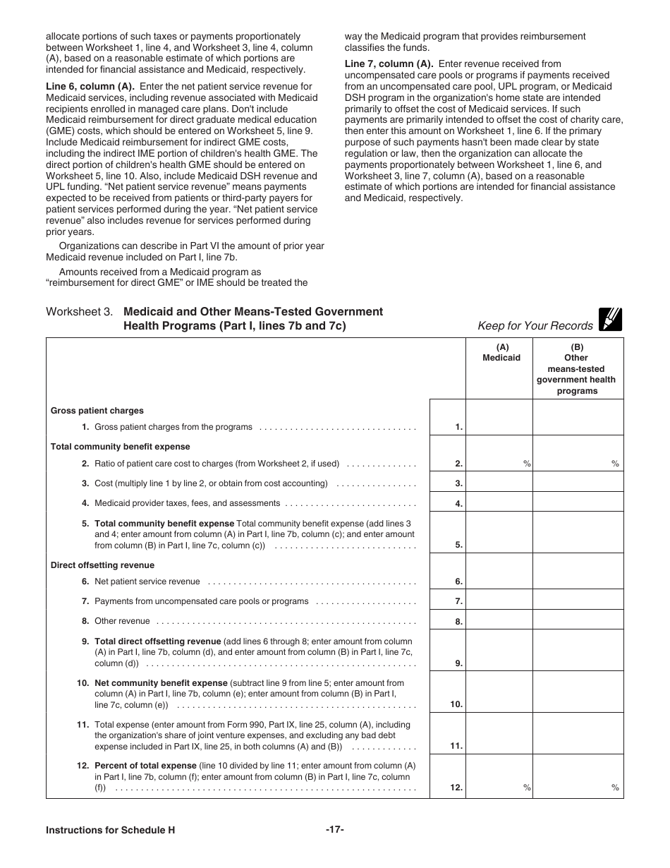 Download Instructions for IRS Form 990 Schedule H Hospitals PDF, 2022 ...