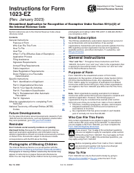 Document preview: Instructions for IRS Form 1023-EZ Streamlined Application for Recognition of Exemption Under Section 501(C)(3) of the Internal Revenue Code