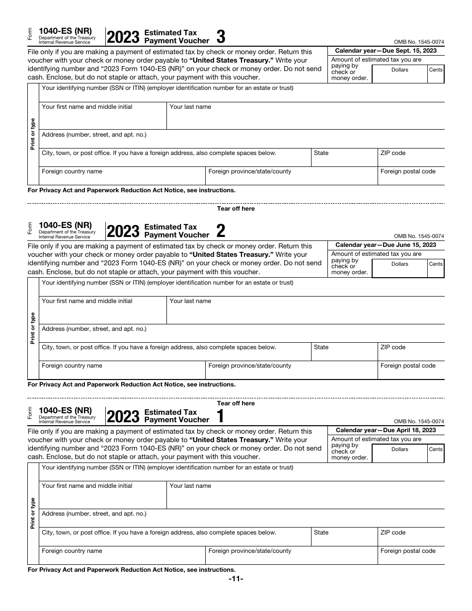 IRS Form 1040-ES (NR) U.S. Estimated Tax for Nonresident Alien Individuals, Page 11