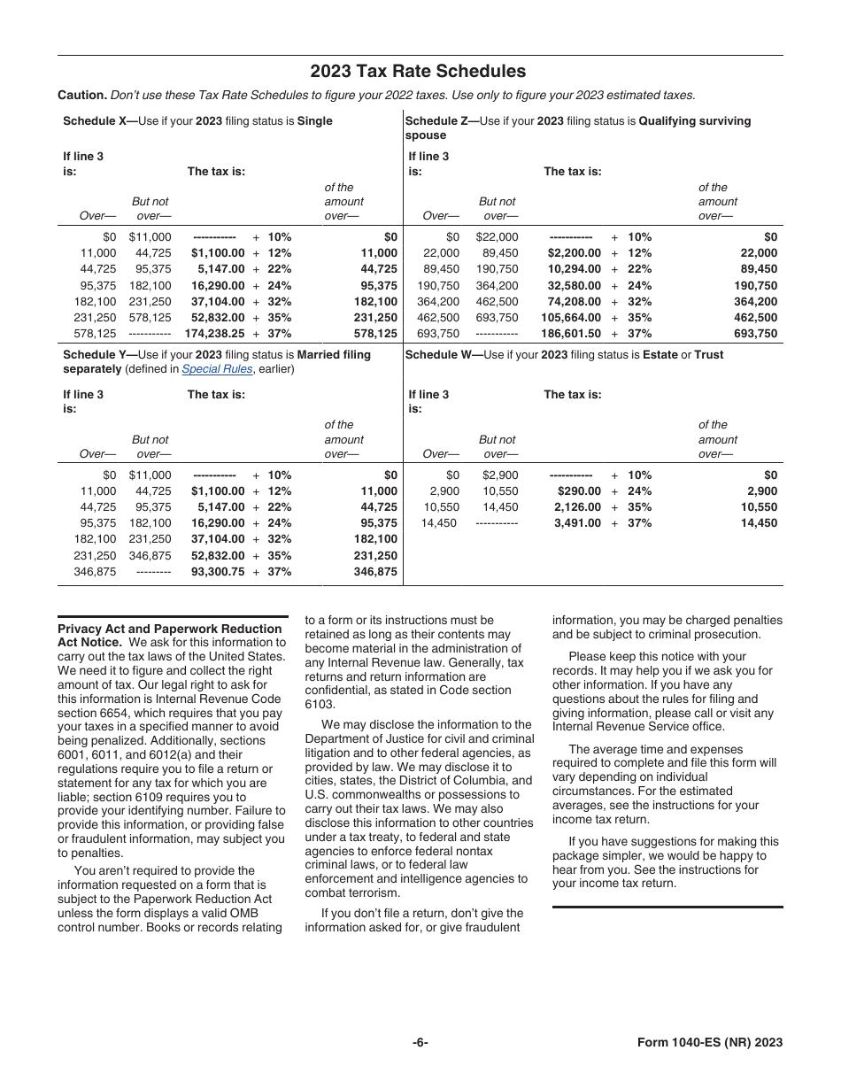 IRS Form 1040-ES (NR) Download Fillable PDF Or Fill Online U.S ...