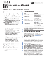 Document preview: Instrucciones para IRS Formulario 1040-PR Anexo H-PR Impuestos Sobre El Empleo De Empleados Domesticos (Puerto Rican Spanish), 2022