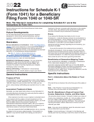 Document preview: Instructions for IRS Form 1041 Schedule K-1 Beneficiary&#039;s Share of Income, Deductions, Credits, Etc.