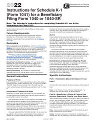 Instructions for IRS Form 1041 Schedule K-1 Beneficiary's Share of Income, Deductions, Credits, Etc.