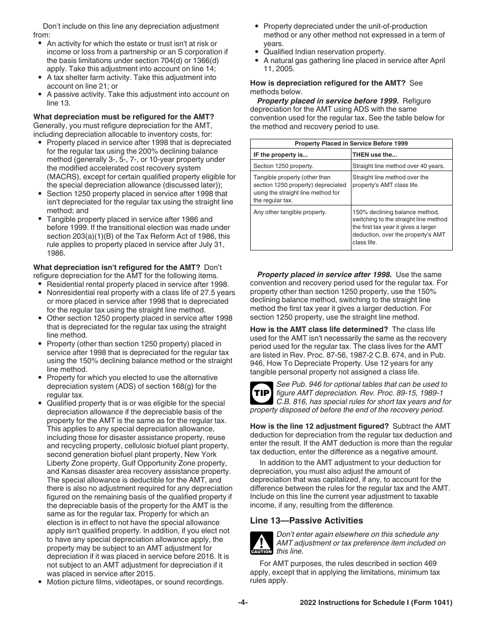 Download Instructions for IRS Form 1041 Schedule I Alternative Minimum