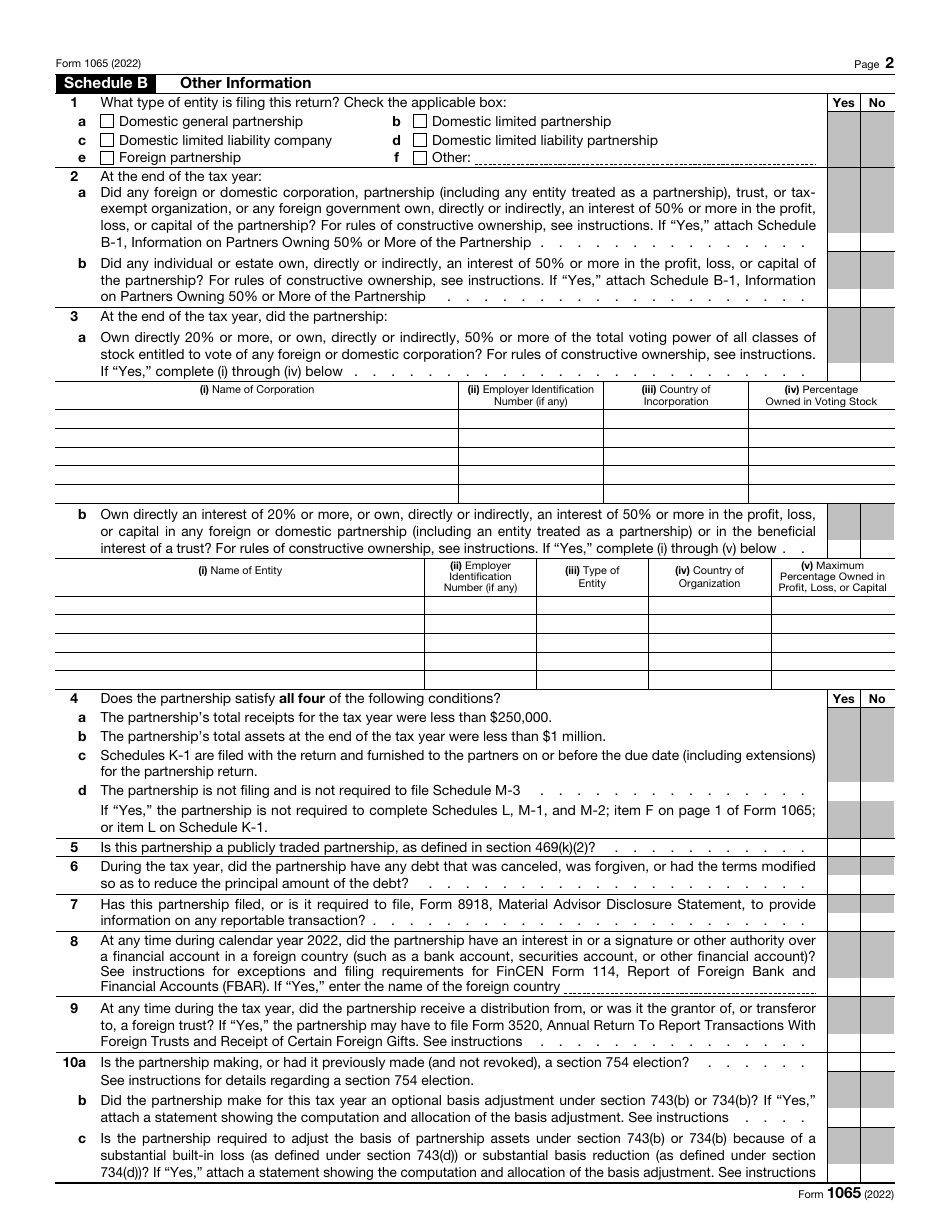 IRS Form 1065 U.S. Return of Partnership Income, Page 2