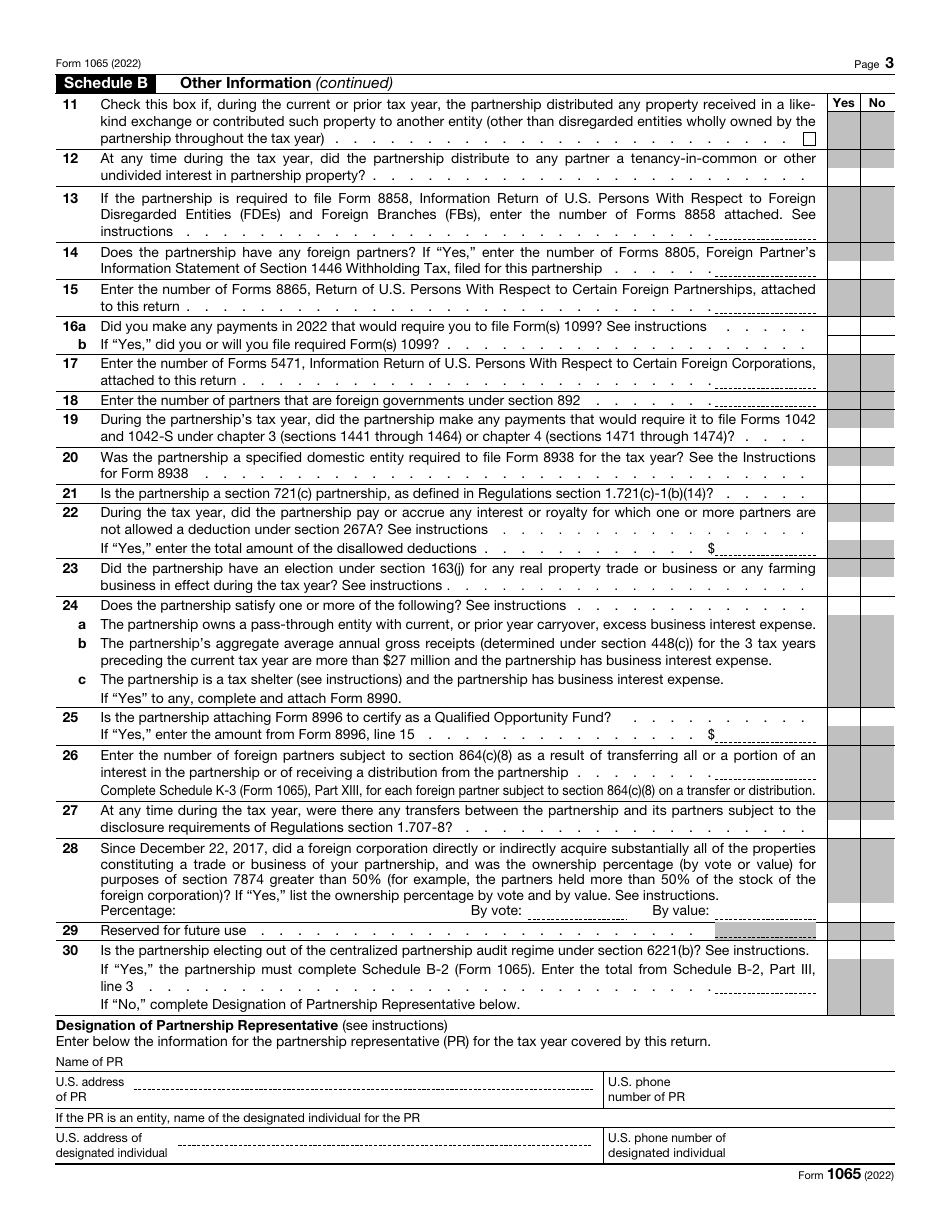 IRS Form 1065 U.S. Return of Partnership Income, Page 3