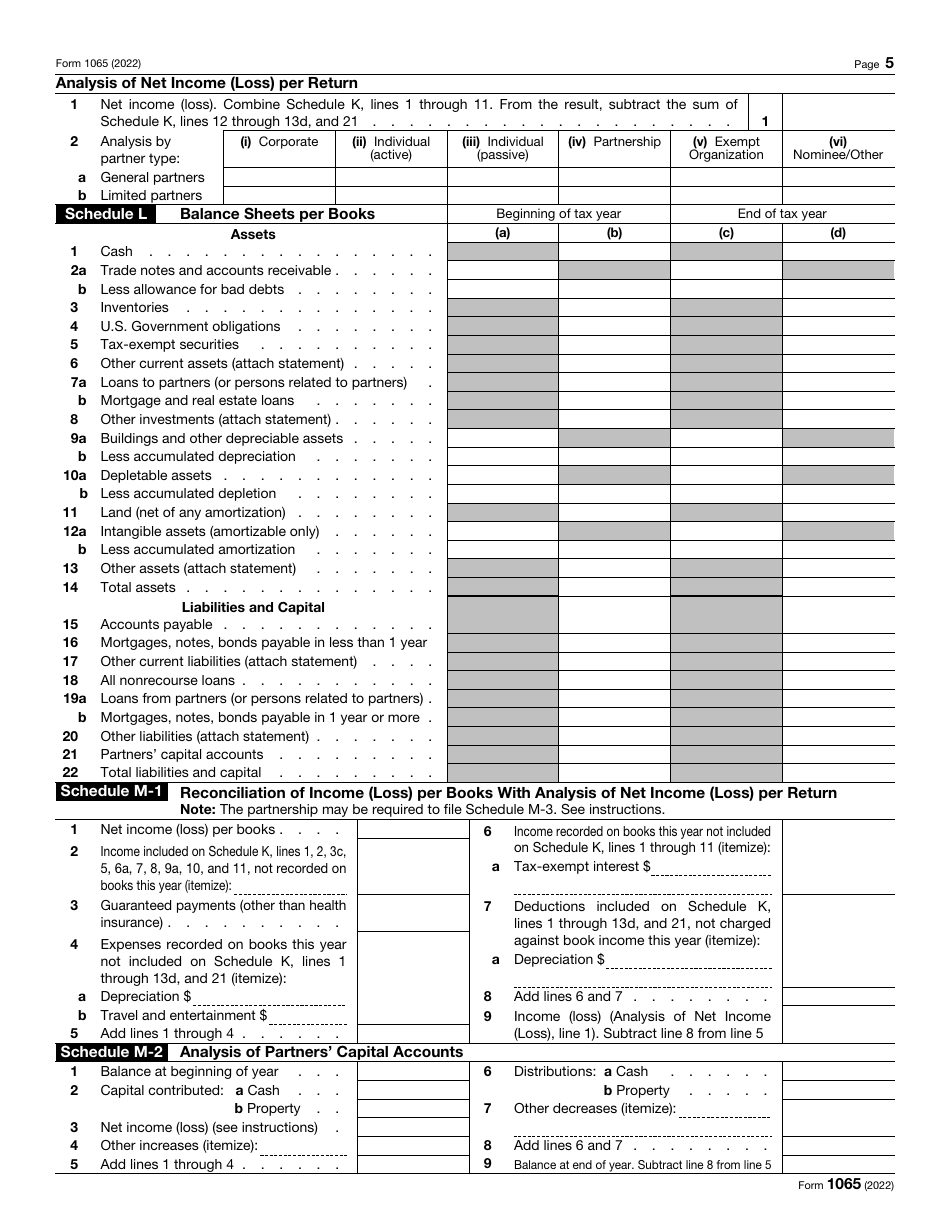 IRS Form 1065 U.S. Return of Partnership Income, Page 5