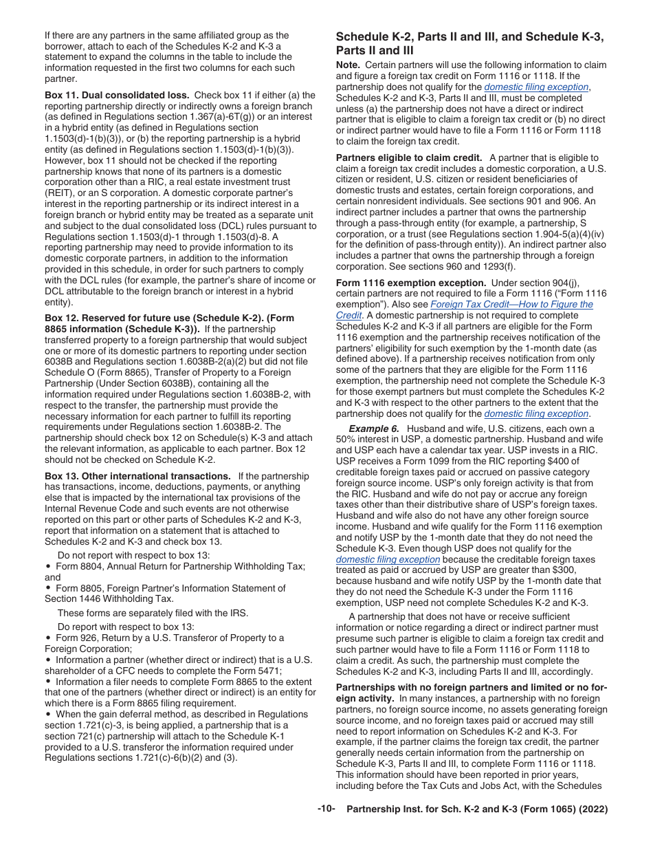 Instructions for IRS Form 1065 Schedule K-2, K-3, Page 10