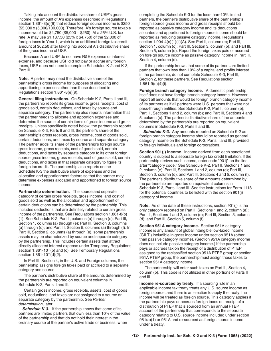 Instructions for IRS Form 1065 Schedule K-2, K-3, Page 12