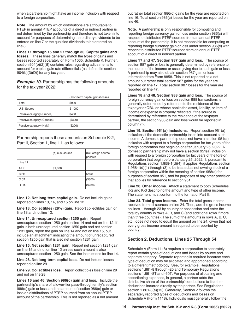 Instructions for IRS Form 1065 Schedule K-2, K-3, Page 14
