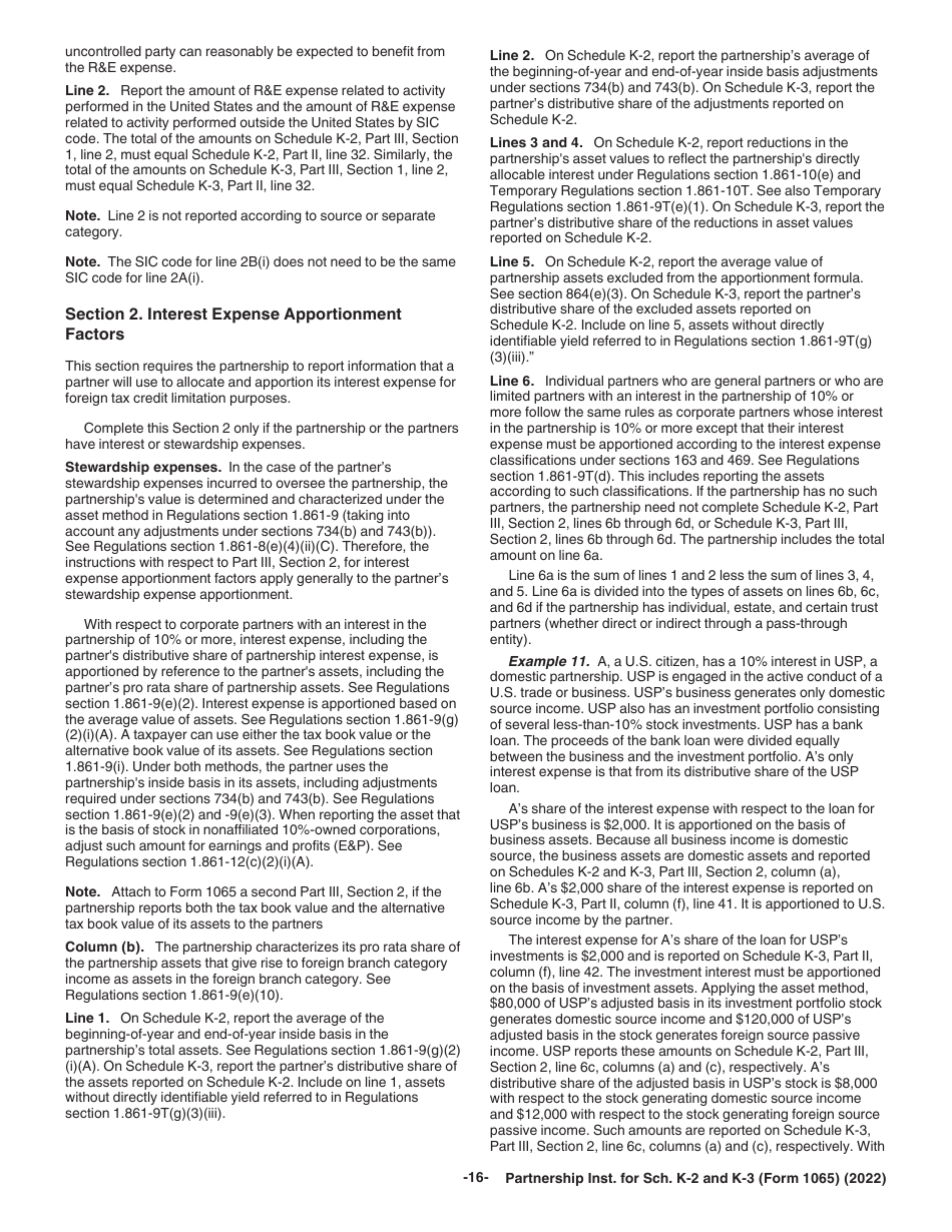 Instructions for IRS Form 1065 Schedule K-2, K-3, Page 16