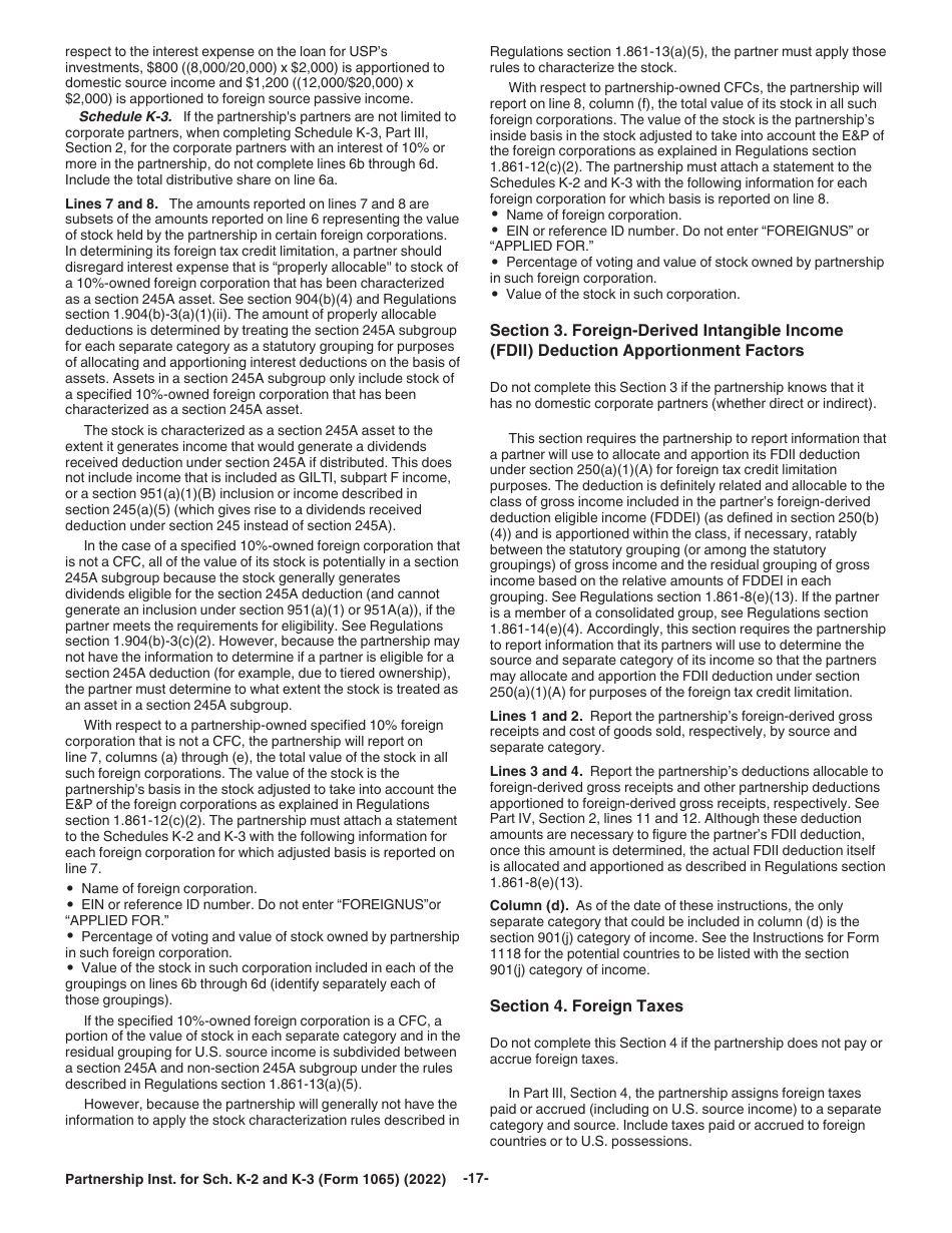 Instructions for IRS Form 1065 Schedule K-2, K-3, Page 17