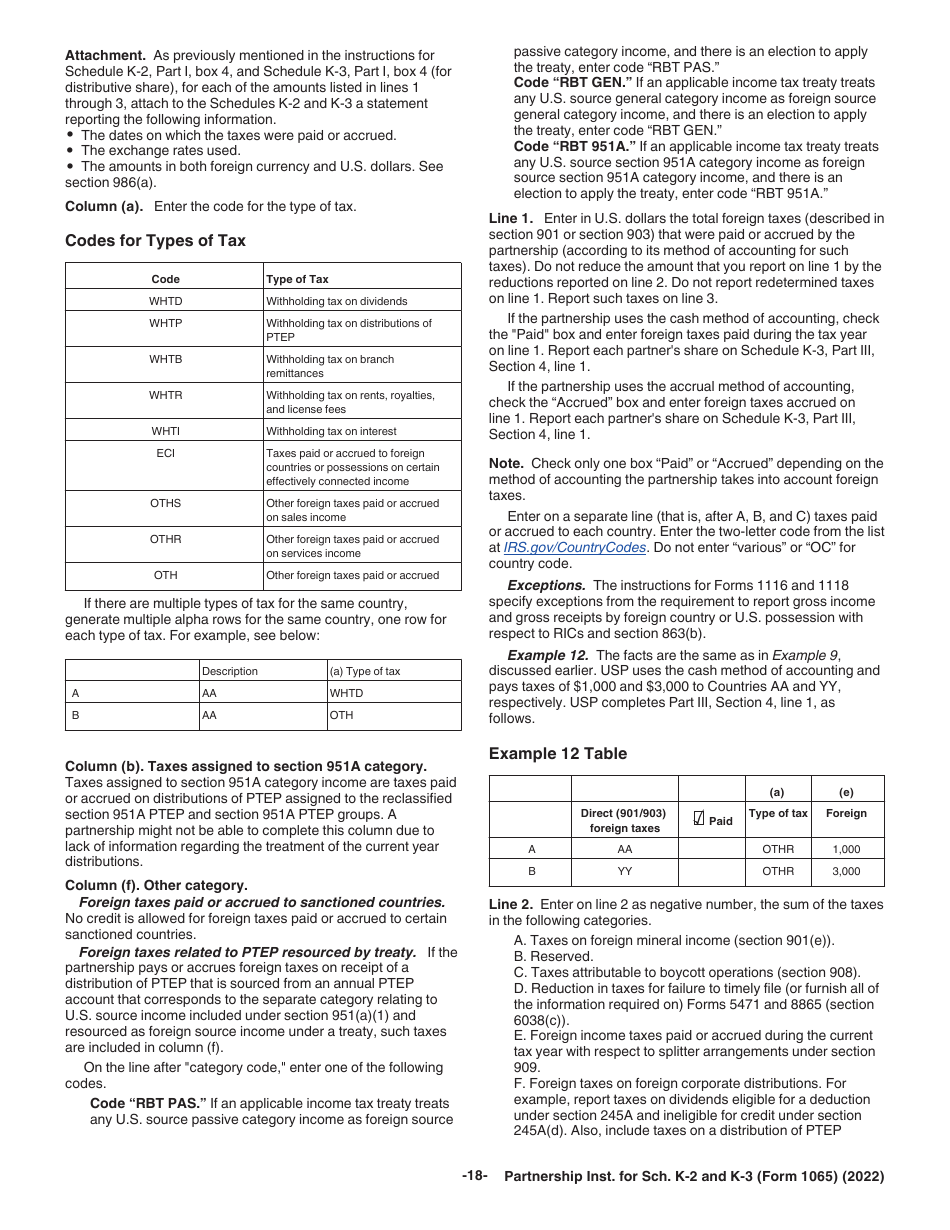 Instructions for IRS Form 1065 Schedule K-2, K-3, Page 18