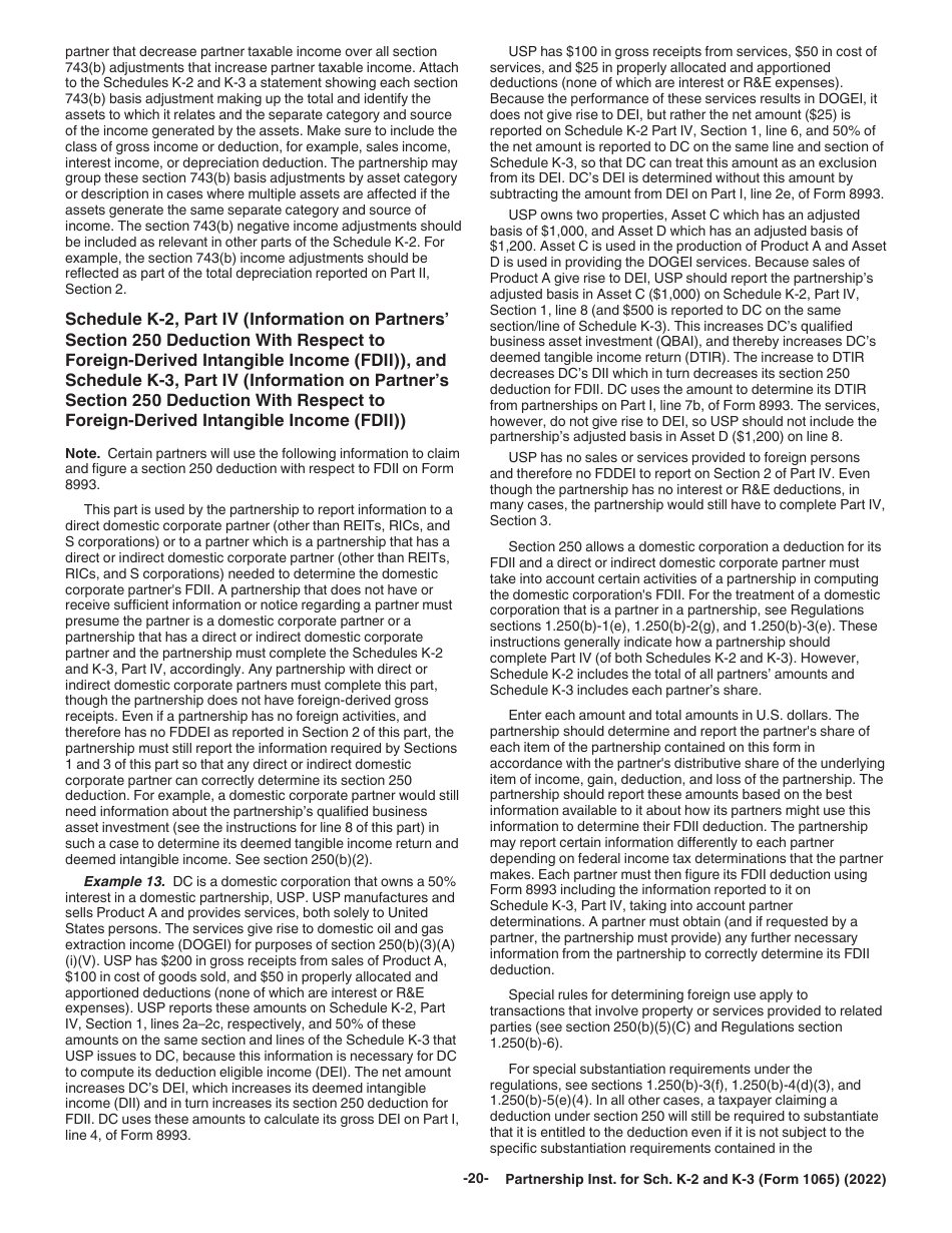 Instructions for IRS Form 1065 Schedule K-2, K-3, Page 20