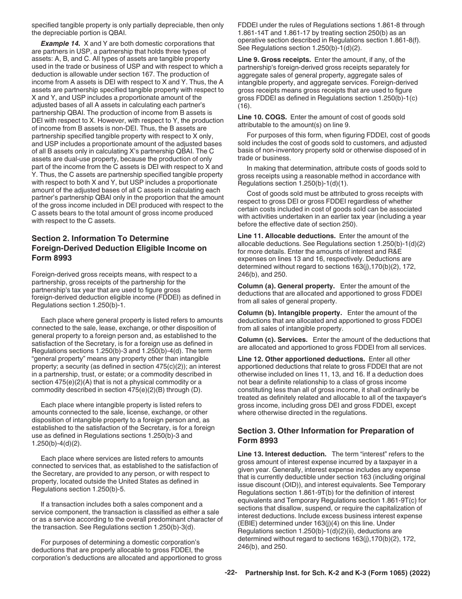 Instructions for IRS Form 1065 Schedule K-2, K-3, Page 22
