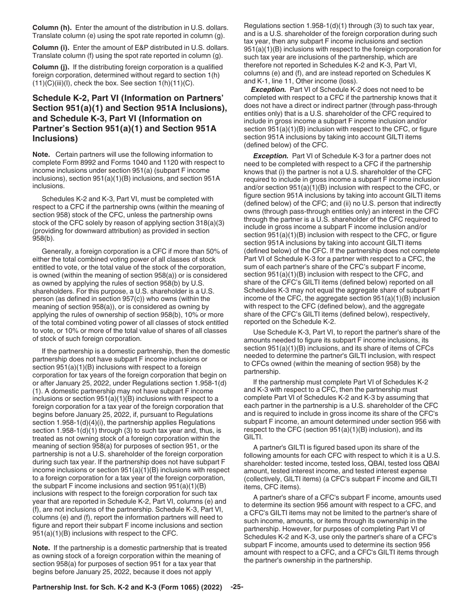 Instructions for IRS Form 1065 Schedule K-2, K-3, Page 25