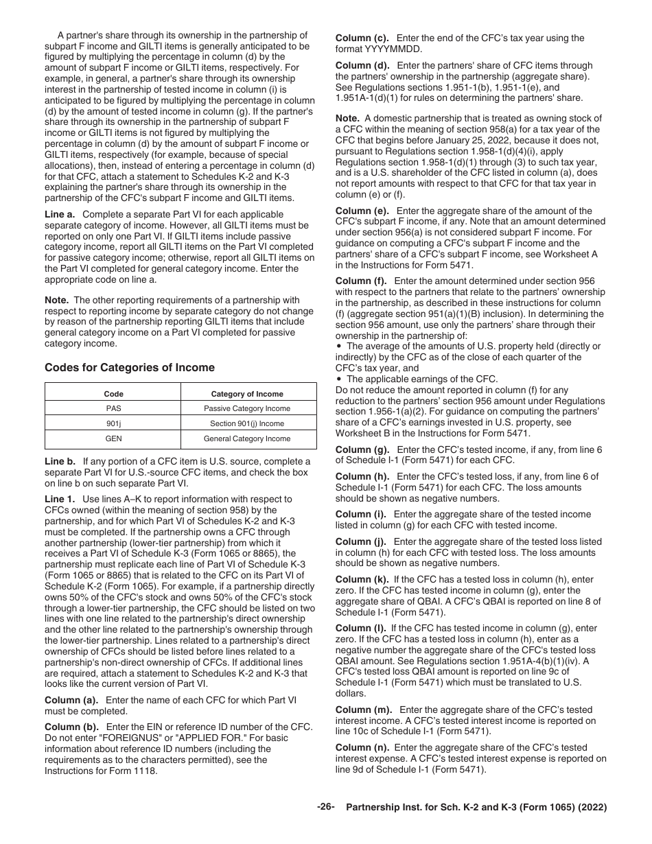 Instructions for IRS Form 1065 Schedule K-2, K-3, Page 26