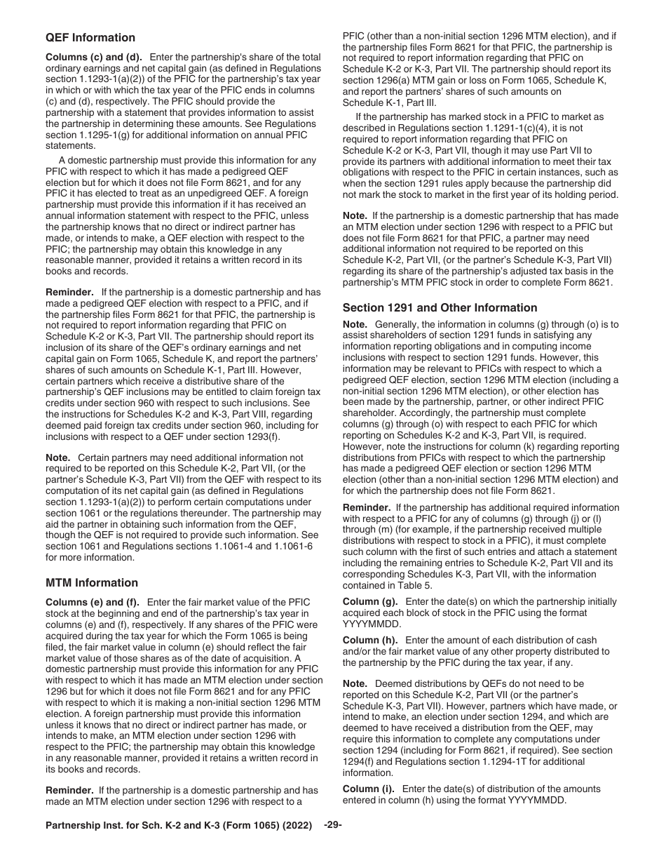 Instructions for IRS Form 1065 Schedule K-2, K-3, Page 29