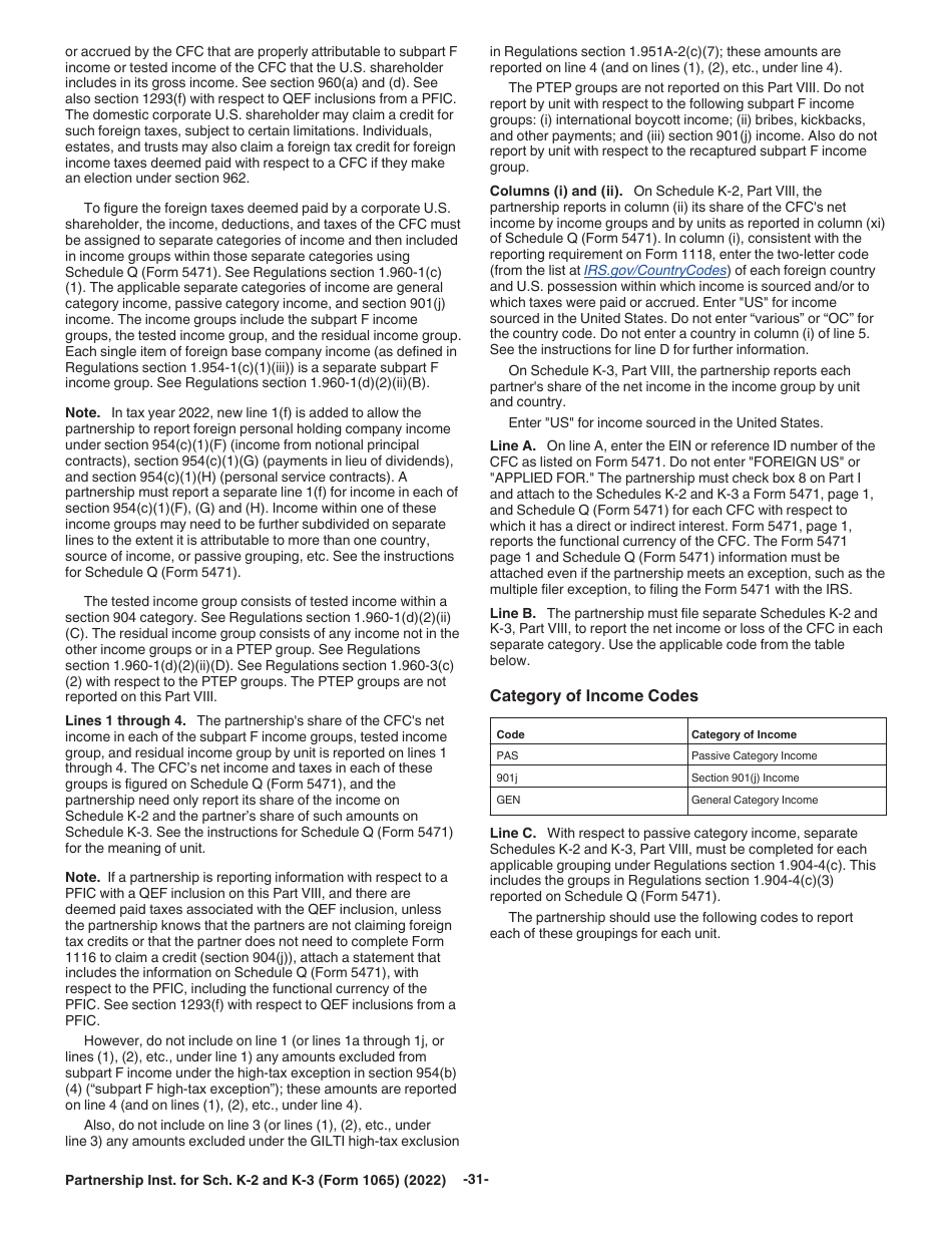 Instructions for IRS Form 1065 Schedule K-2, K-3, Page 31