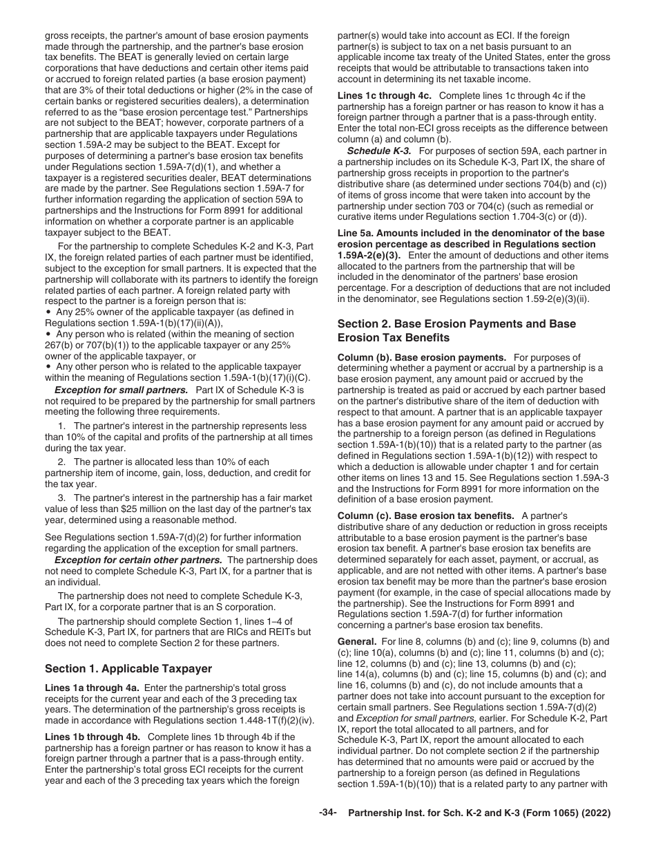 Instructions for IRS Form 1065 Schedule K-2, K-3, Page 34