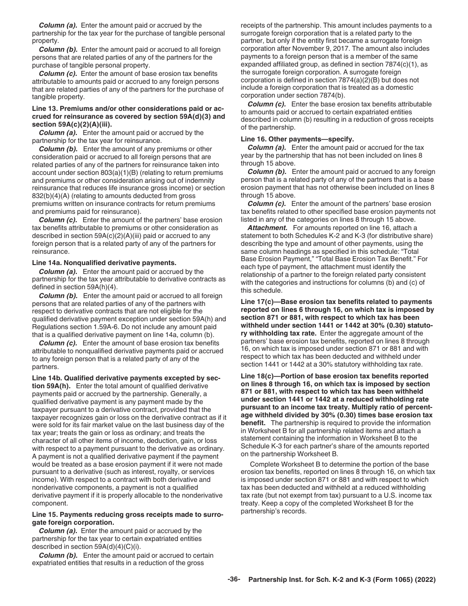 Instructions for IRS Form 1065 Schedule K-2, K-3, Page 36