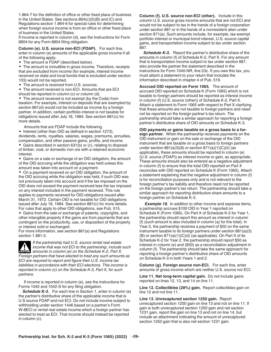 Instructions for IRS Form 1065 Schedule K-2, K-3, Page 39