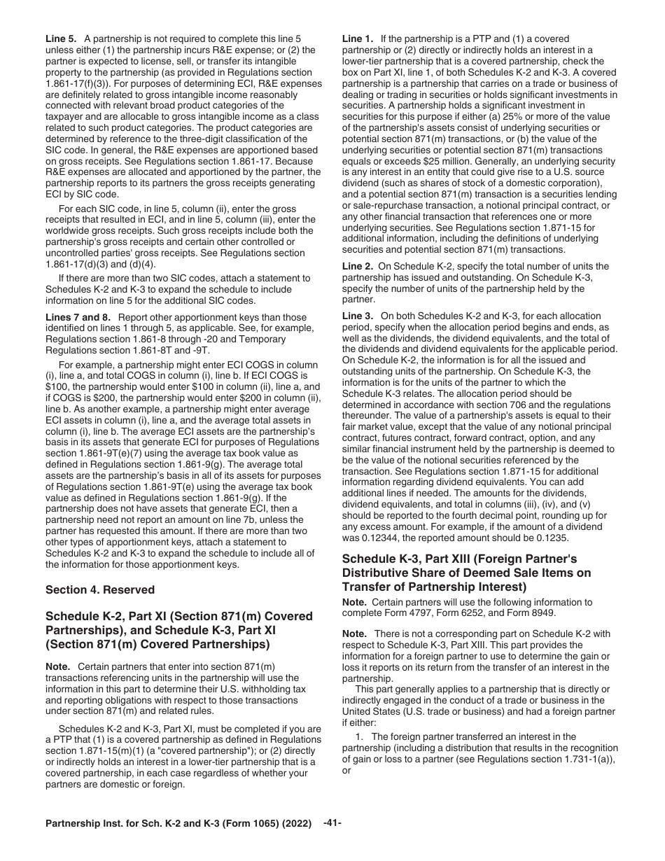 Instructions for IRS Form 1065 Schedule K-2, K-3, Page 41