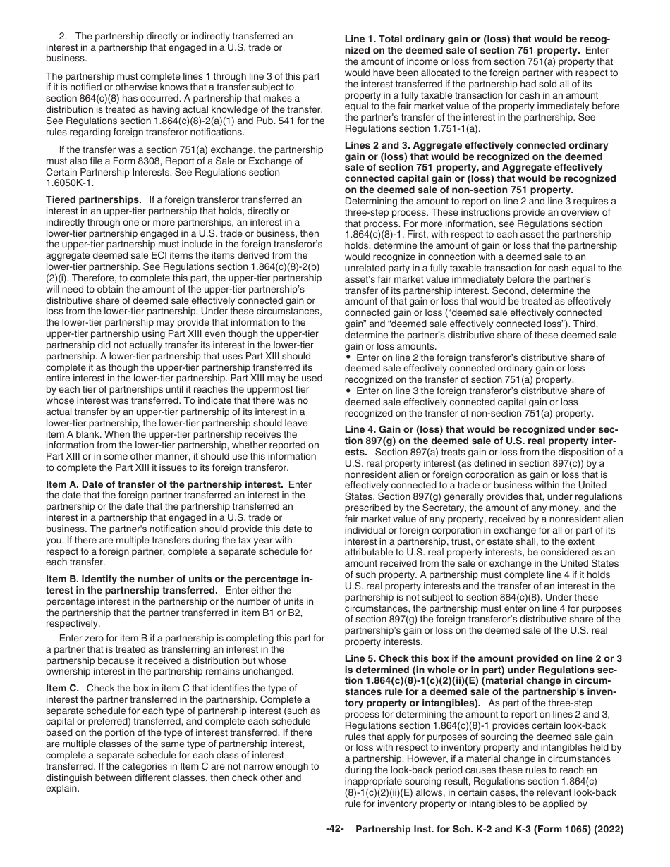Instructions for IRS Form 1065 Schedule K-2, K-3, Page 42
