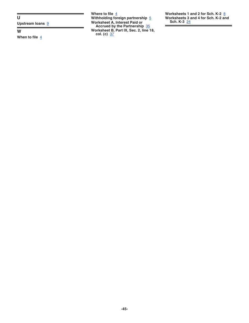 Instructions for IRS Form 1065 Schedule K-2, K-3, Page 45