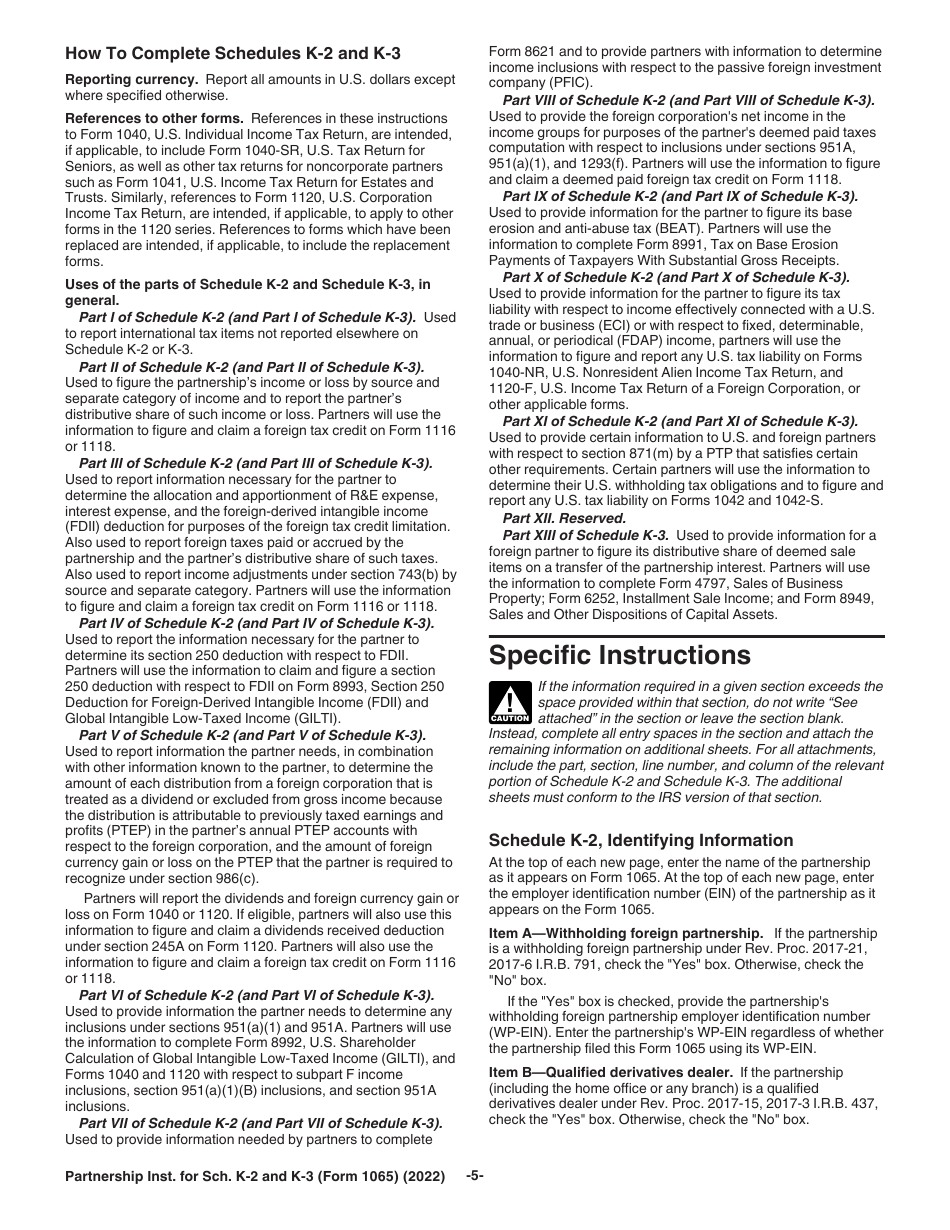 Instructions for IRS Form 1065 Schedule K-2, K-3, Page 5