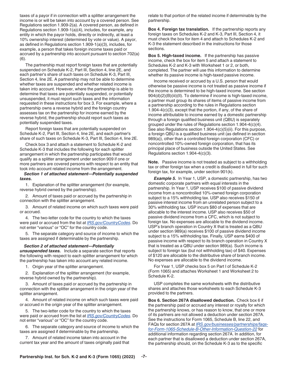 Instructions for IRS Form 1065 Schedule K-2, K-3, Page 7