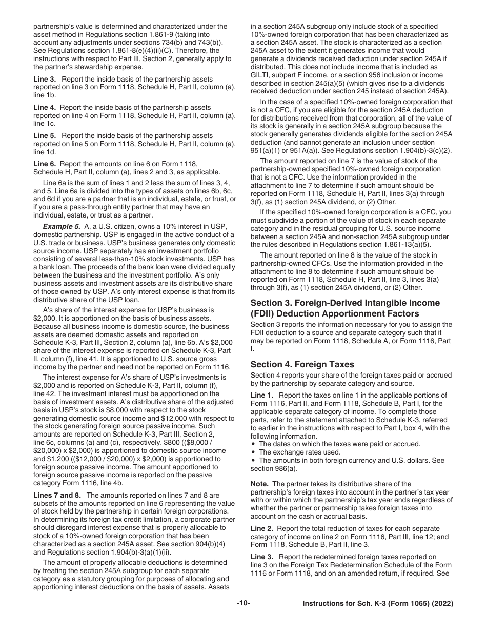 Instructions for IRS Form 1065 Schedule K-3 Partners Share of Income, Deductions, Credits, Etc-International, Page 10