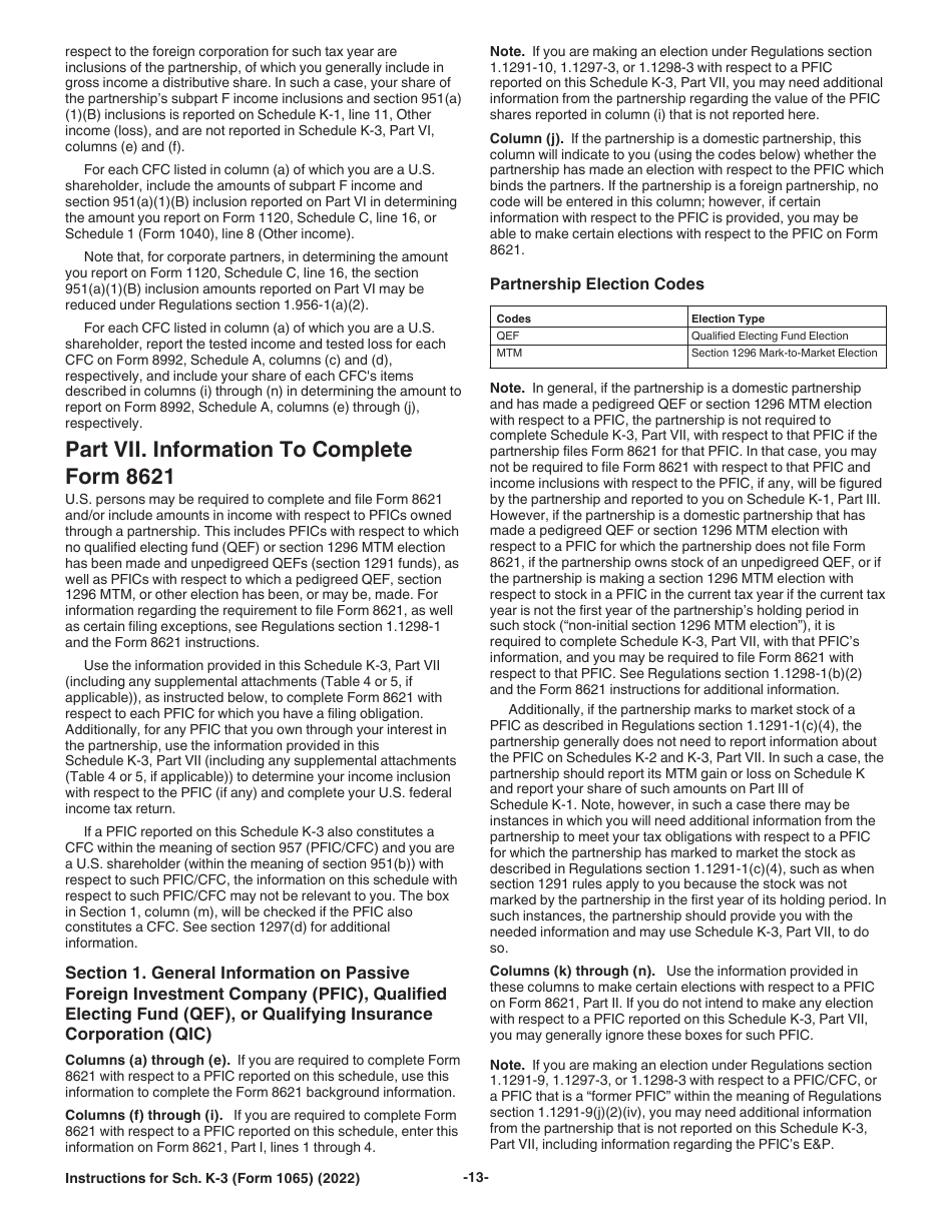 Instructions for IRS Form 1065 Schedule K-3 Partners Share of Income, Deductions, Credits, Etc-International, Page 13