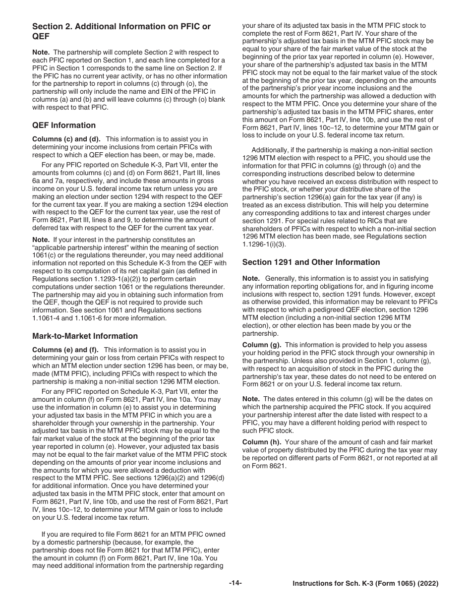 Instructions for IRS Form 1065 Schedule K-3 Partners Share of Income, Deductions, Credits, Etc-International, Page 14