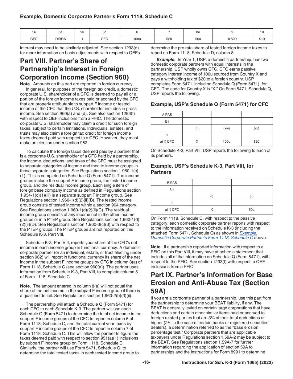 Instructions for IRS Form 1065 Schedule K-3 Partners Share of Income, Deductions, Credits, Etc-International, Page 16