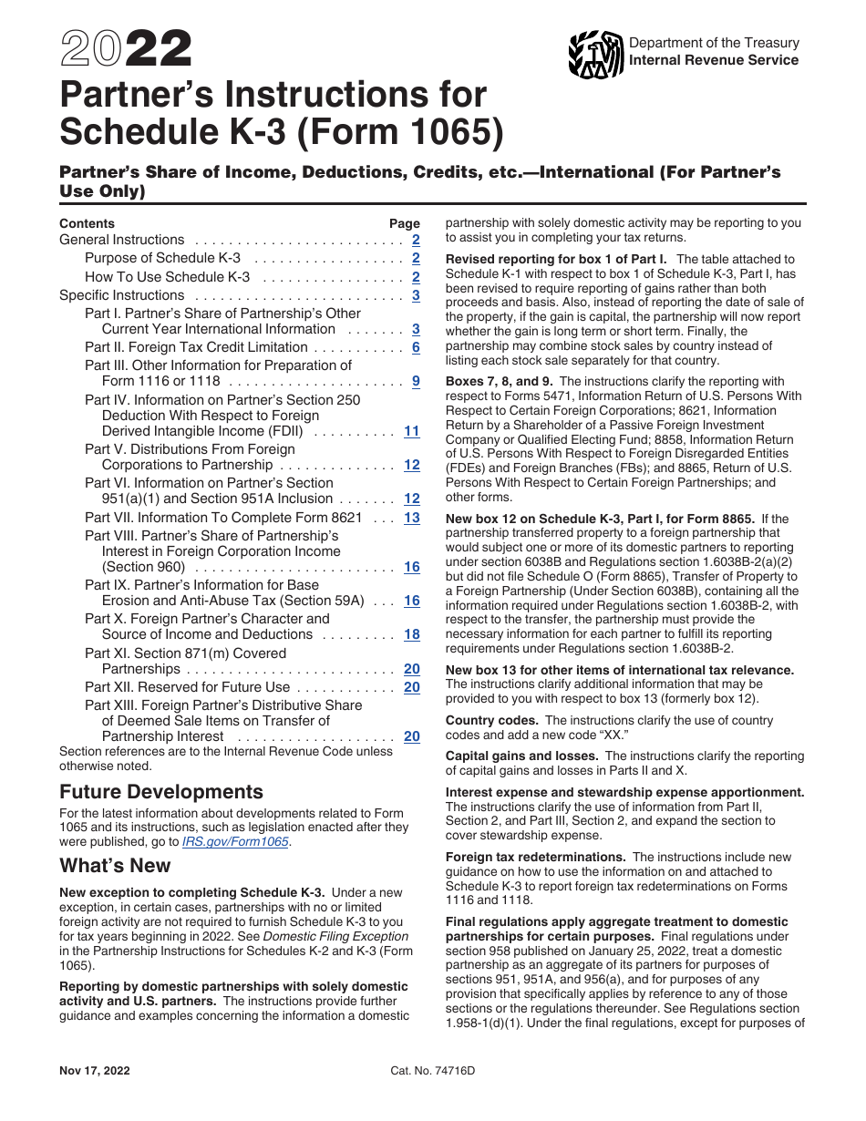 Instructions for IRS Form 1065 Schedule K-3 Partners Share of Income, Deductions, Credits, Etc-International, Page 1