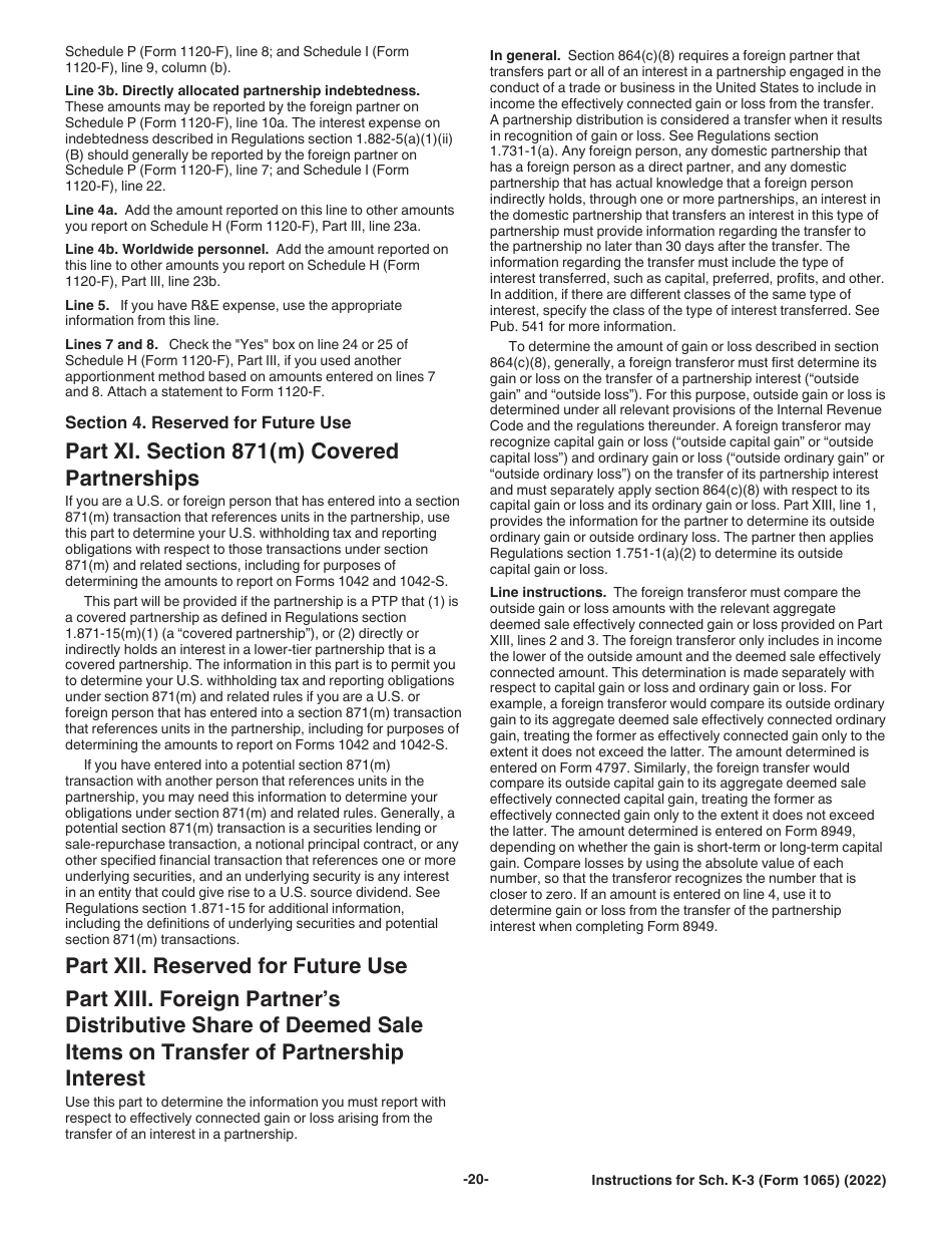 Instructions for IRS Form 1065 Schedule K-3 Partners Share of Income, Deductions, Credits, Etc-International, Page 20