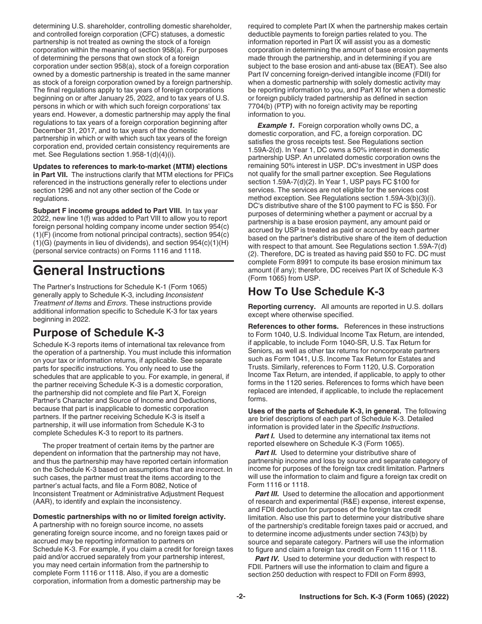 Instructions for IRS Form 1065 Schedule K-3 Partners Share of Income, Deductions, Credits, Etc-International, Page 2