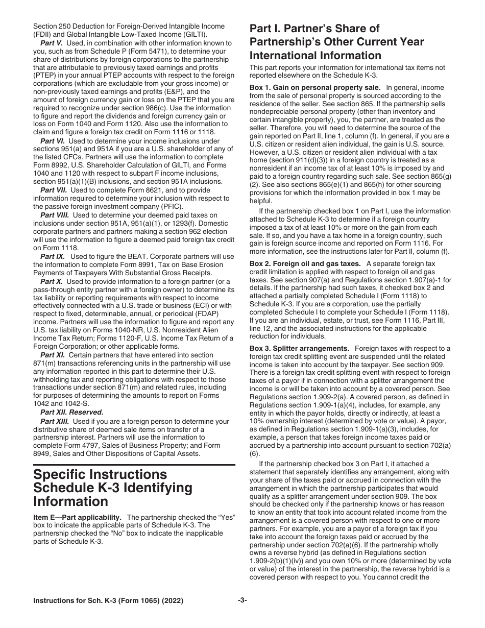 Instructions for IRS Form 1065 Schedule K-3 Partners Share of Income, Deductions, Credits, Etc-International, Page 3