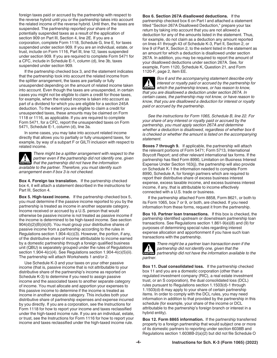 Instructions for IRS Form 1065 Schedule K-3 Partners Share of Income, Deductions, Credits, Etc-International, Page 4