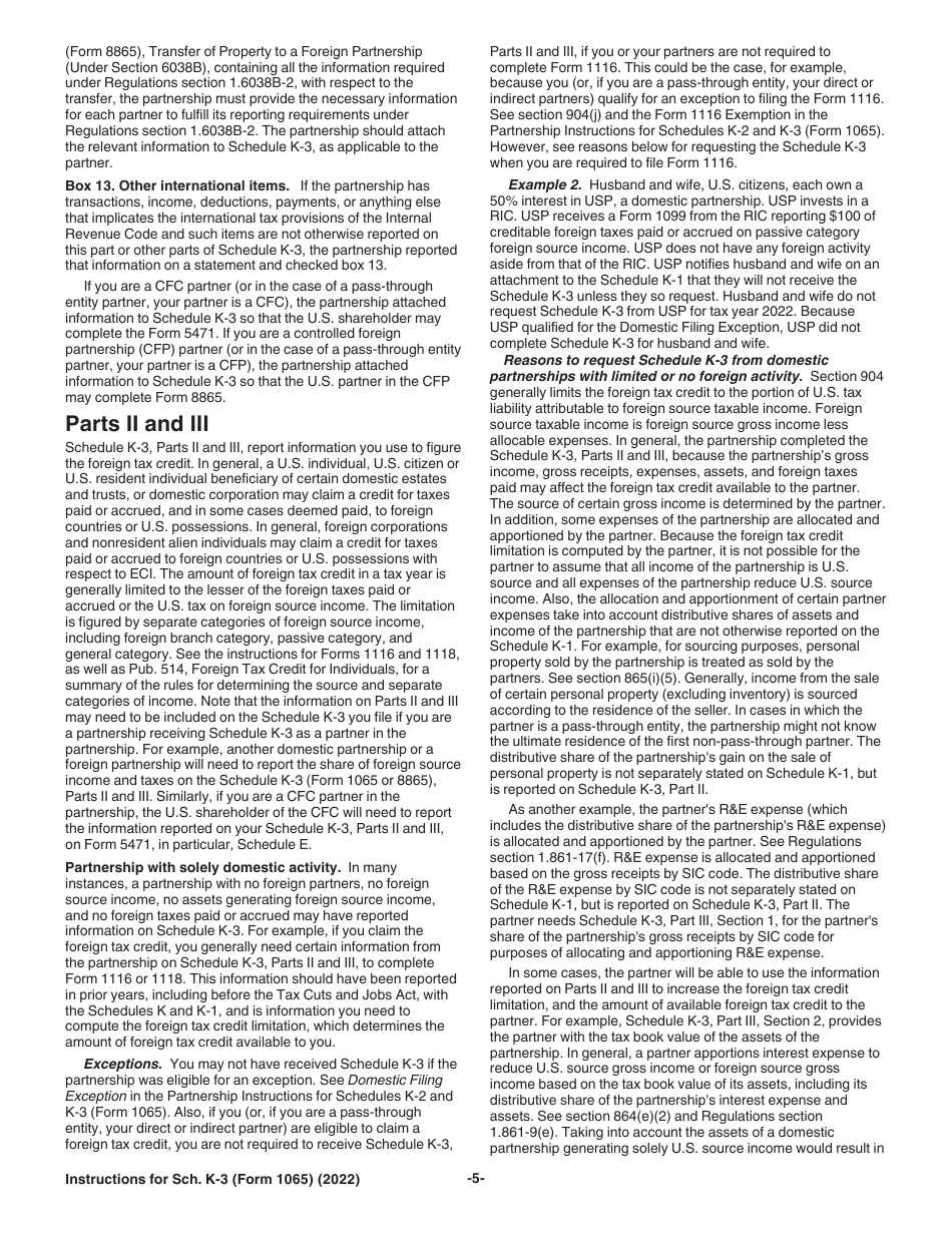 Instructions for IRS Form 1065 Schedule K-3 Partners Share of Income, Deductions, Credits, Etc-International, Page 5
