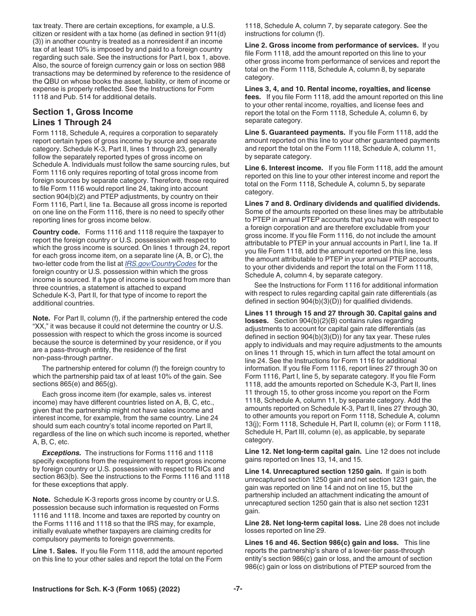 Instructions for IRS Form 1065 Schedule K-3 Partners Share of Income, Deductions, Credits, Etc-International, Page 7
