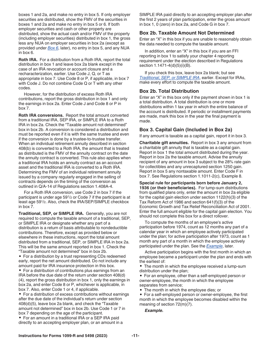 Instructions for IRS Form 1099-R, 5498, Page 11