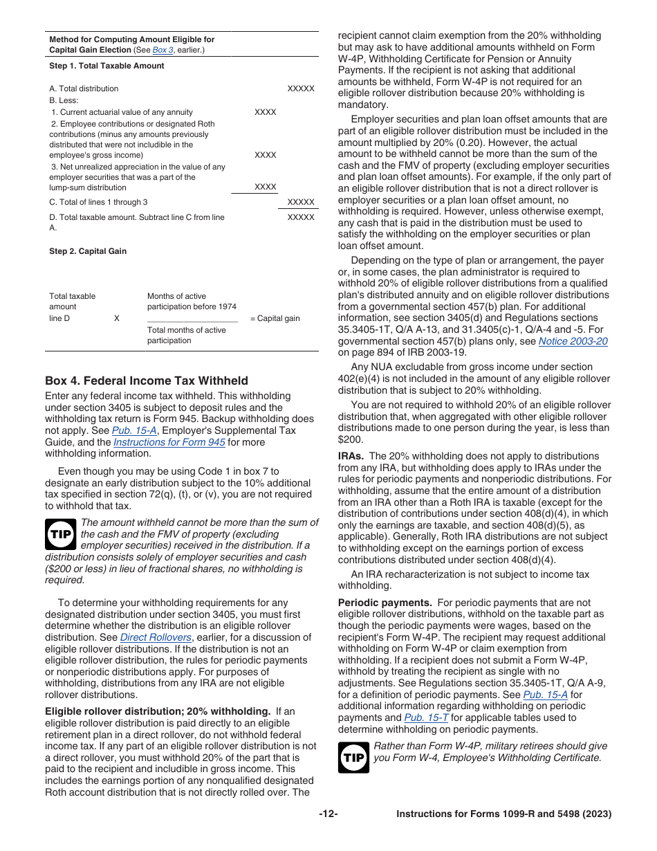 Instructions for IRS Form 1099-R, 5498, Page 12