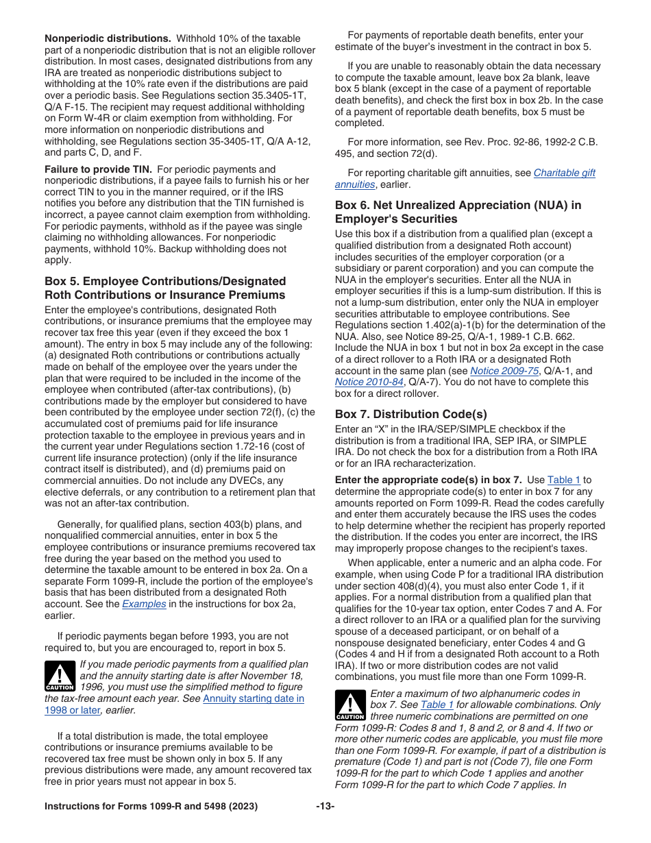 Instructions for IRS Form 1099-R, 5498, Page 13