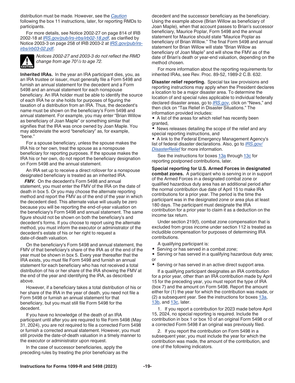 Instructions for IRS Form 1099-R, 5498, Page 19
