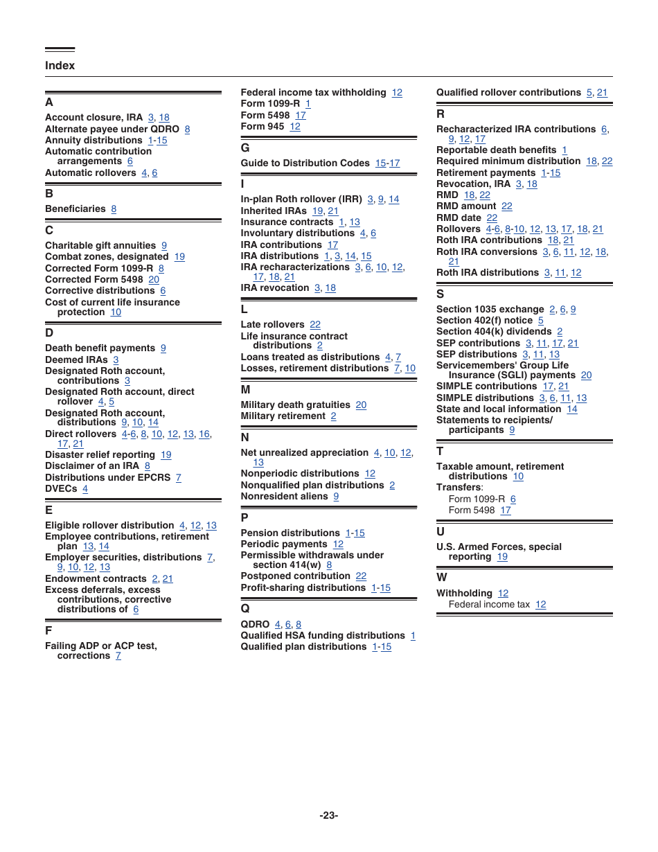 Instructions for IRS Form 1099-R, 5498, Page 23