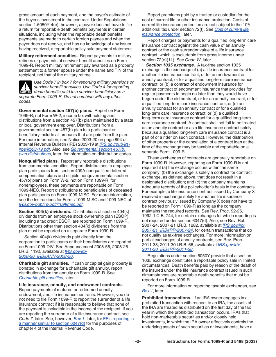 Instructions for IRS Form 1099-R, 5498, Page 2